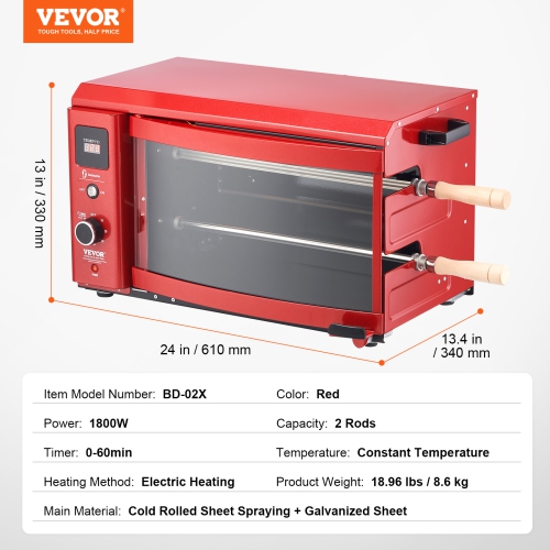 VEVOR 2 Strings Capacity Shawarma Grill Machine, Chicken Shawarma Cooker Machine, Electric Broiler Gyro Rotisserie Oven Doner Kebab Machine, for Home