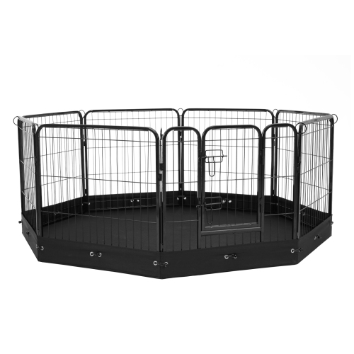 VEVOR 8 Pcs Dog Playpen, 24 x 24 in Panels Foldable Metal Pet Exercise Pen, Dog Fence Indoor and Outdoor Pen with Door, Storage Bag and Bottom Pad,