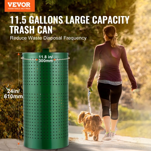 VEVOR 11.5 Gallons Dog Poop Trash Can with 50 Liner Bags, Outdoor Dog Waste Bin with Lid & Liner Clip for Pet Waste Station, Dog Waste Disposal