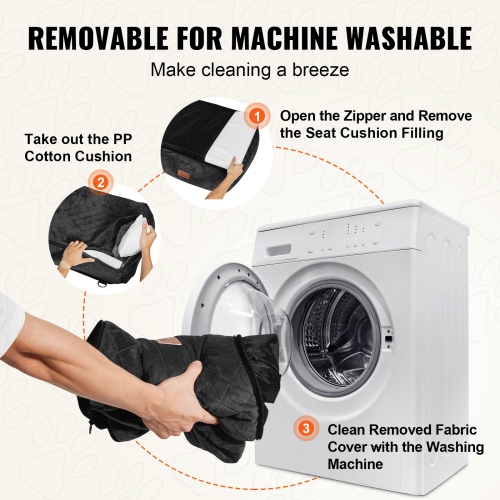 VEVOR 40lbs Dog Car Seat, Dog Booster Seat for Car with A Storage Pocket, Clip-On Safety Leash, Sponge and PP Cotton Filling, Dog Car Bed for Small &