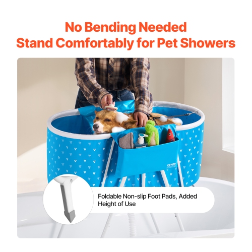 VEVOR Portable Dog Bathtub, Elevated & Foldable Space-saving Pet Shower Station with Quick Drainage, Bathing Tub for Washing & Grooming Small and