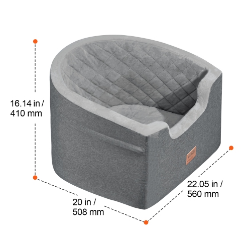 VEVOR 55lbs Dog Car Seat, Waterproof Dog Booster Seat for Car with A Storage Pocket, Clip-On Safety Leash and Sponge Filling, Dog Car Bed for Small &