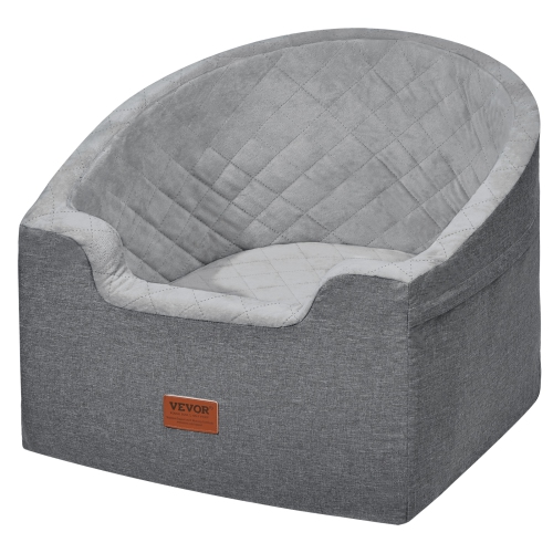 VEVOR 55lbs Dog Car Seat, Waterproof Dog Booster Seat for Car with A Storage Pocket, Clip-On Safety Leash and Sponge Filling, Dog Car Bed for Small &