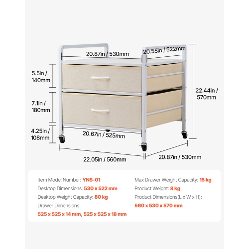 VEVOR 176 lb-Capacity Mini Fridge Stand with Storage, with 2 Drawers & 4 Swivel Wheels, Mobile Mini Fridge Shelf, White Mini Fridge Organizer for