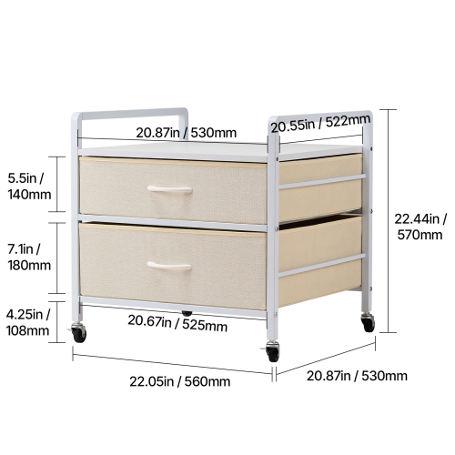 VEVOR 176 lb-Capacity Mini Fridge Stand with Storage, with 2 Drawers & 4 Swivel Wheels, Mobile Mini Fridge Shelf, White Mini Fridge Organizer for