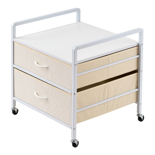 VEVOR 176 lb-Capacity Mini Fridge Stand with Storage, with 2 Drawers & 4 Swivel Wheels, Mobile Mini Fridge Shelf, White Mini Fridge Organizer for