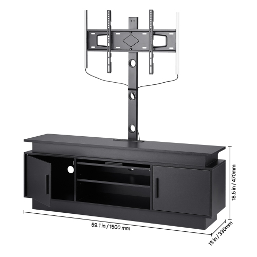 VEVOR 60" TV Stand with Mount for up to 75 in TVs, Entertainment Center with Power Outlet & LED Lights, Height Adjustable TV Console with Mount with
