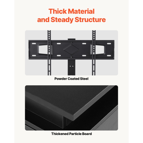 VEVOR 52" TV Stand with Mount for up to 75 in TVs, Entertainment Center with Power Outlet & LED Lights, Height Adjustable TV Console with Mount with