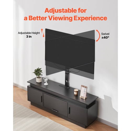 VEVOR 52" TV Stand with Mount for up to 75 in TVs, Entertainment Center with Power Outlet & LED Lights, Height Adjustable TV Console with Mount with