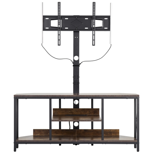 VEVOR 45" TV Stand with Mount for up to 75 in TVs, Entertainment Center with Power Outlet & LED Lights, Height Adjustable TV Console with Mount with