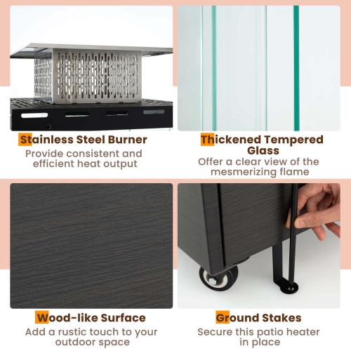 Costway Patio Heater 40,000 BTU Outdoor Propane Gas Heater with Cover and Wheels