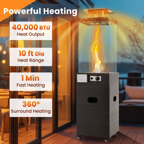 Costway Patio Heater 40,000 BTU Outdoor Propane Gas Heater with Cover and Wheels
