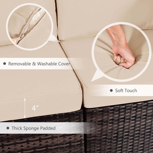 Coussin de housse de table à foyer en rotin de Costway, 7 pièces