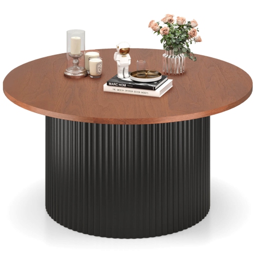 Costway Round Coffee Table 32" Tea Table with Solid Wood Frame Home Accent Cocktail Table