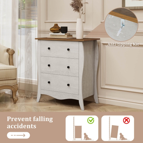 Commode à tiroirs de 30&nbsp;po 1/2 PCS de Costway avec 3 tiroirs en tissu pliants Trousse antibasculement grise