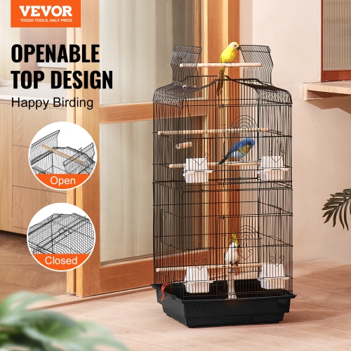 VEVOR 41-inch Open Top Large Parrot Bird Cage, Hanging Bird Cage for Parakeets Finches Canaries Lovebirds Cockatiels Budgies Small Quaker Conures