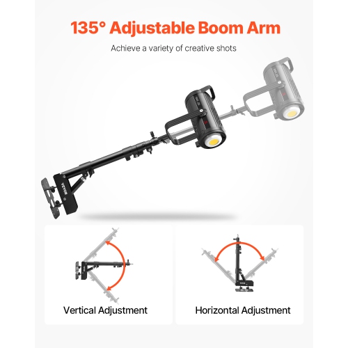 VEVOR 39.37 in/100 cm Ring Light Wall Mount Boom Arm, Triangle Boom Arm Support 180° Rotation, Heavy Duty Wall Stand Tirpod Support, for Studio Video