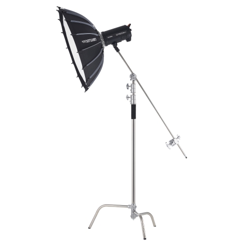 VEVOR C Stand with Boom Arm, Max Height 10.83 ft/330 cm, Stainless Steel Heavy Duty Photography Light Stand with 4.8-9.8 ft Adjustable Height, 2 Grip