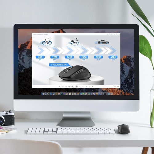 TECKNET Bluetooth Wireless Mouse, 3 Modes Wireless Portable Optical 4000 DPI Mouse with USB Nano Receiver,for Laptop, MacBook Pro Air, PC, Computer