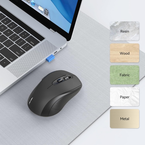TECKNET Bluetooth Wireless Mouse, 3 Modes Wireless Portable Optical 4000 DPI Mouse with USB Nano Receiver,for Laptop, MacBook Pro Air, PC, Computer