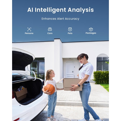 ieGeek Outdoor Camera Wireless Home Security Cameras Pan Rotating 180°, 2K Battery Powered WiFi Security Camera with AI Motion Detection, Color Night