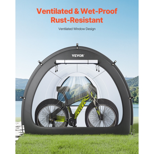 VEVOR 5+ Bikes Bike Storage Tent, Spacious Bike Storage Tent with Ventilated Window, Waterproof Fan-Shaped Bike Tent with High Strength Fiberglass &