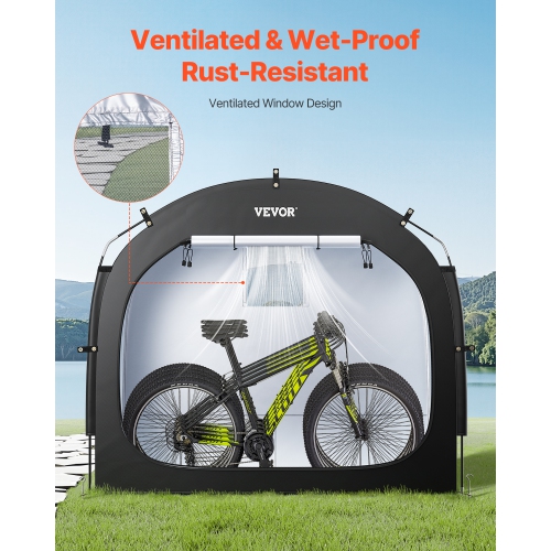 VEVOR 4 to 5 Bikes Bike Storage Tent, Outdoor Spacious, with Ventilated Window, Waterproof Easy-to-Install Bike Tent with High Strength Fiberglass &