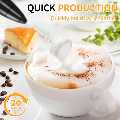 Mousseur à lait rechargeable avec socle, mousseur électrique et moussoir à lait manuel Machine à mousse à café à fouet Drink Mixer Foamer pour Latte