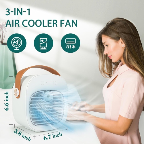 Portable Air Conditioners Rechargeable,Mini Air Conditioner,Personal Air Cooler with 3 Speeds,Small Desk Air Cooling Fan for Bedroom Office Outdoor