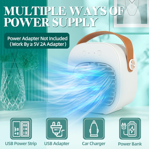 Portable Air Conditioners Rechargeable,Mini Air Conditioner,Personal Air Cooler with 3 Speeds,Small Desk Air Cooling Fan for Bedroom Office Outdoor