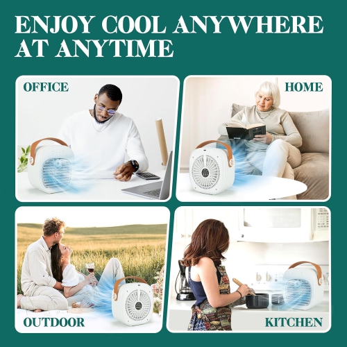 Portable Air Conditioners Rechargeable,Mini Air Conditioner,Personal Air Cooler with 3 Speeds,Small Desk Air Cooling Fan for Bedroom Office Outdoor