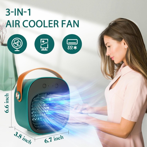 Portable Air Conditioners,Rechargeable Mini Air Conditioner Fan,3 Wind Speeds Quiet Personal Small Desk Air Cooler Fan for Bedroom Car Home Camping