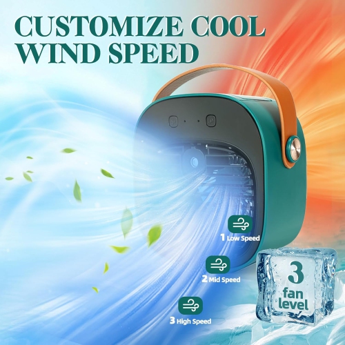 Portable Air Conditioners,Rechargeable Mini Air Conditioner Fan,3 Wind Speeds Quiet Personal Small Desk Air Cooler Fan for Bedroom Car Home Camping