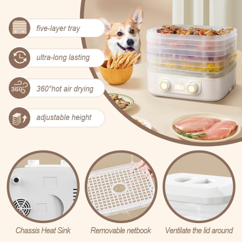 Food Freeze Dryer Machine with 5 Trays for Home,Digital Adjustable Timer & Temperature Control,Food Dryer for Fruits Meat Vegetables Candy & Snacks