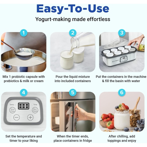 Ultimate Probiotic Yogurt Maker - Make Trillions of Live Probiotics with Adjustable Temperature & Time Control - Get Better Gut Health - Best Yoghurt