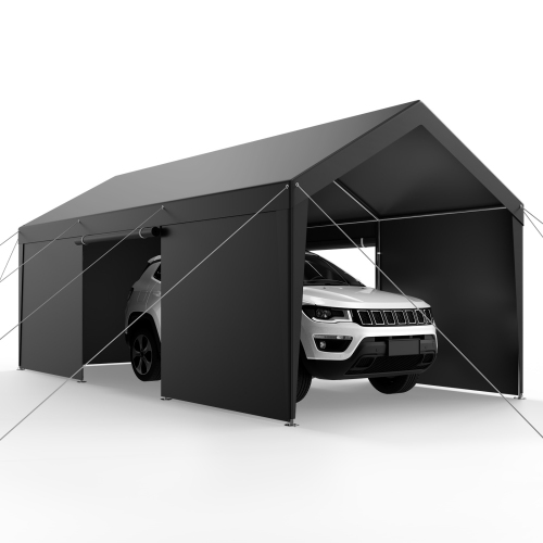 VEVOR 12 x 20 FT Outdoor Car Canopy,Carport with Removable Sidewalls & Door, Heavy Duty Car Shelter, UV-Resistant & Water-Resistant, All-Season