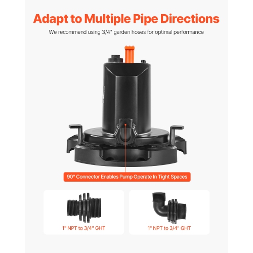 VEVOR 1/2 HP 1575 GPH Pool Cover Pump, 120V Submersible Swimming Pool Cover Pump with 25 ft Power Cord, 24 ft Max Head Lift, Water Removal and