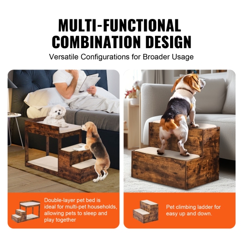 VEVOR 3 Step Pet Bunk Bed with Stairs,Dog/Cat Window Perch for High Beds and Couches, Medium Multi-Level Dog Seat Platform Sleeper Couch, Practical