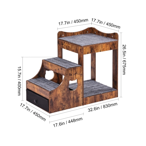 VEVOR Pet Bunk Bed with Removable Stairs,Dog/Cat Window Perch with Storage,Multi-Level Bed Window Perch Dog Bedside Sleeper Couch,Small Pet Seat