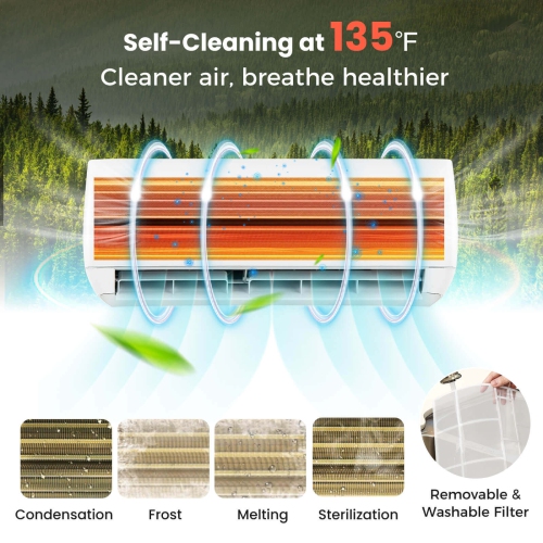 Costway 9000 BTU Mini Split Air Conditioner & Heater with 0.75 Ton Pre-Charged Heat Pump