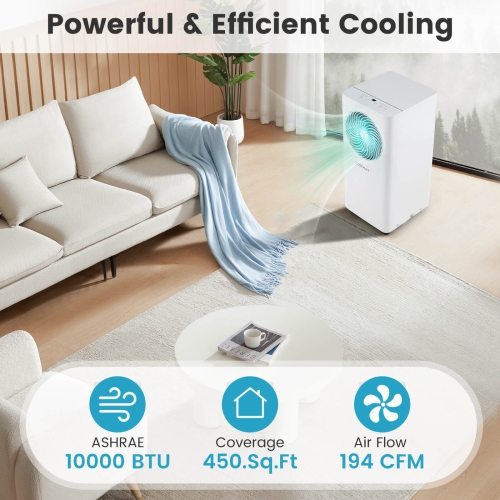 Costway 8200/10000 BTU Portable Air Conditioner 3-in-1 Floor AC Unit with Fan & Dehumidifier
