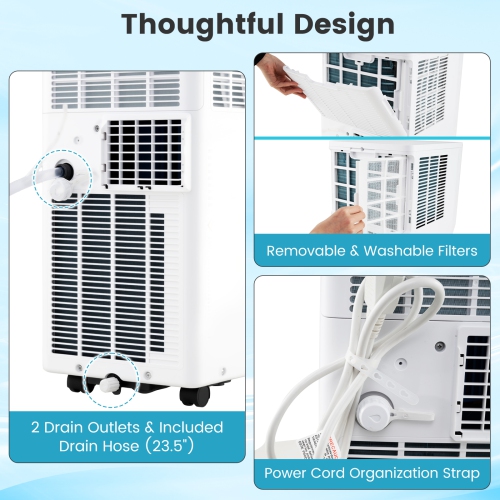 Costway 8200/10000 BTU Portable Air Conditioner 3-in-1 Floor AC Unit with Fan & Dehumidifier