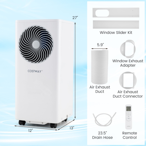 Costway 8200/10000 BTU Portable Air Conditioner 3-in-1 Floor AC Unit with Fan & Dehumidifier