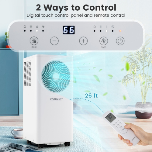 Costway 8200/10000 BTU Portable Air Conditioner 3-in-1 Floor AC Unit with Fan & Dehumidifier