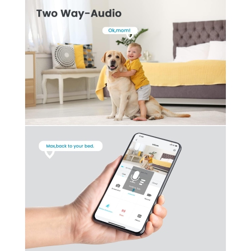 ieGeek Indoor Security Camera Wireless 1080P Wire-Free Mini WiFi Home Camera Indoor with Motion Detection, 2-Way Audio, Siren and APP Alert,Works