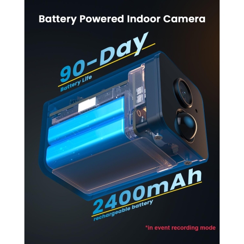 ieGeek Indoor Security Camera Wireless 1080P Wire-Free Mini WiFi Home Camera Indoor with Motion Detection, 2-Way Audio, Siren and APP Alert,Works