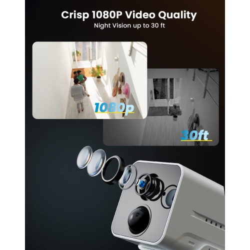 ieGeek Indoor Security Camera Wireless 1080P Wire-Free Mini WiFi Home Camera Indoor with Motion Detection, 2-Way Audio, Siren and APP Alert,Works