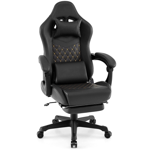 Costway Gaming Chair with Footrest Ergonomic Video Game Computer Chair with Headrest