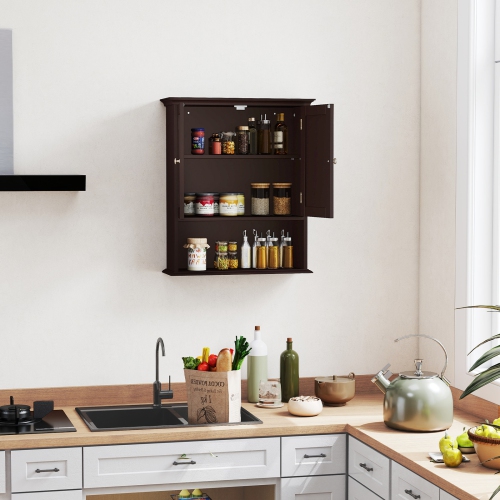 Costway Wall Mount Bathroom Cabinet Storage Organizer Medicine Cabinet Brown/Black