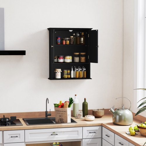 Costway Wall Mount Bathroom Cabinet Storage Organizer Medicine Cabinet Brown/Black